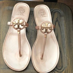 Rose gold Tory Burch jelly sandal